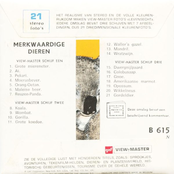 Merkwaardige Dieren - View-Master 3 Reel Packet - vintage - B615N-BS5 For Cheap