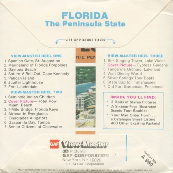 Florida - View-Master 3 Reel Packet - vintage - A960-G6 Online Hot Sale