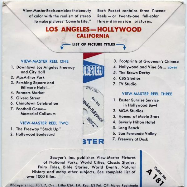 Los Angeles - View-Master 3 Reel Packet - vintage - A181-S5 Online Hot Sale